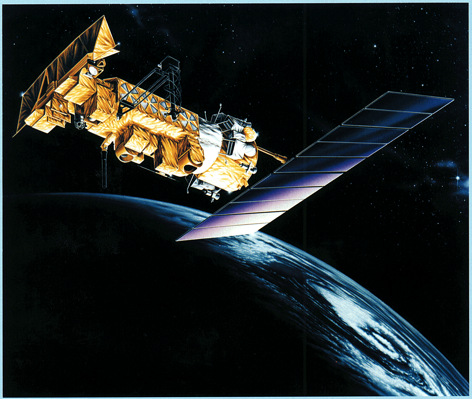 schematic of a POES satellite in space