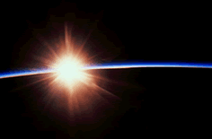 Sunrise over the Earth as seen from space